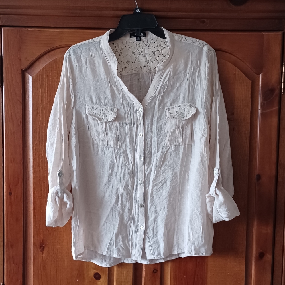Women's Elementz Button-down Blouse - Cream (XL)